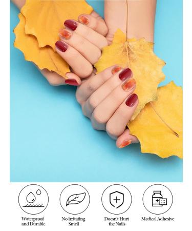 Kalolary Semi-Cured Gel Nail Wraps - Amber Full Wrap Stickers | Long Lasting Salon Quality for Autumn | Includes Nail File & Wood Stick - Buy Online on GoSupps.com