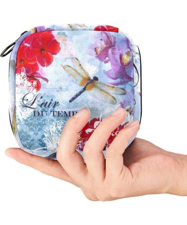 Stylish Menstruation Pad Bag with Zipper | Women's Napkin & Tampon Organizer | European Flower Design - Buy Online on GoSupps.com