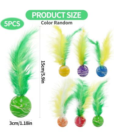 5 Pcs Cat Toys Balls with Feather Teaser Interactive Kitten Toys Colorful Cat Balls Toy Funny Cat Feather Toys for Indoor Outdoor Playing Chasing Chewing Training (Random Colours) - Buy Online on GoSupps.com