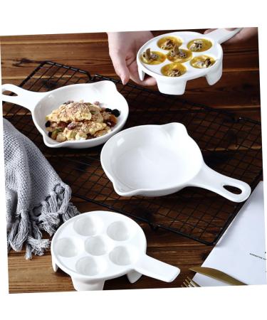 MAGICLULU Snail Plate 3 Pcs Baked Snails White Ceramics Cauliflower Oven Ceramic Snail Dish 21X16.4CMx3pcs Whitex3pcs - Buy Online on GoSupps.com