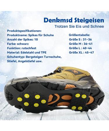 Premium 10-Spike Shoe Crampons - Anti-Slide Winter Chains for Outdoor Sports & Mountaineering (Size 31-36) - Buy Online on GoSupps.com