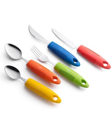 Special Supplies Adaptive Utensils (5-Piece Set) for Hand Tremors, Arthritis, Parkinson's - Non-Weighted Non-Slip Handles - Stainless Steel Knives, Fork, Spoons - Buy Online on GoSupps.com