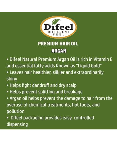 Difeel Premium Natural Argan Oil Hair Oil 2.5oz (3-Pack) - Hydrating and Nourishing Formula - Buy Online on GoSupps.com