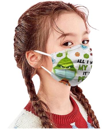 100Pcs Kids Grinch Disposable Face_Mask - Christmas Childrens Face_Mask Assorted Colors Design Boys Girls 3-Ply Face_Covering (Grinch F) - Buy Online on GoSupps.com