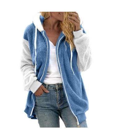 Hanxiulin fleece plush jacket fluffy warm zipper wool jacket Wander Jacket Women Winter Color variants Transitional jacket Oversized Causal Sweat jacket Coat Mantel Winter Jacket S Himmelblau