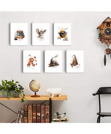 Magical Owl Canvas Wall Art for Kids - Enchanting Flying Broom & Book Decor | 27x32cm Baby Bedroom Decoration - Buy Online on GoSupps.com