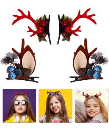 FRCOLOR 4 Pairs Christmas Antler Hair Clip Deer Antler Headband Korean Hair Accessories Christmas Hair Pins Deer Horn Hair Clips Kids Christmas Hairpin Metal Elk Horns Child - Buy Online on GoSupps.com