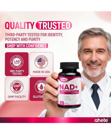 Ahete NAD Supplement with L-Ergothioneine PQQ Vitamin B6 and NMNH Supplement - for Cellular Health Energy Support and Healthy Aging for Women & Men - Vegetarian Non-GMO Gluten Free- 90 Capsules - Buy Online on GoSupps.com
