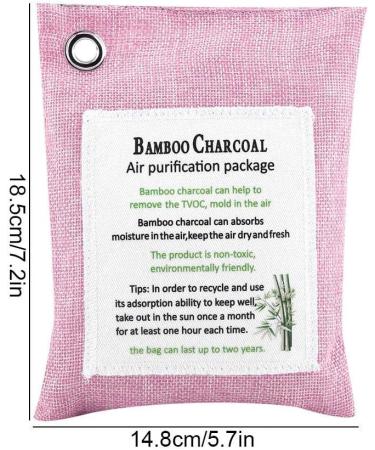 Natural Activated Charcoal Air Purification Bag - Bamboo Smell Eliminator for Home Auto Fridge Toilet Bathroom & Cabinets (Pink) - Buy Online on GoSupps.com