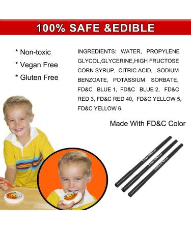 3pcs Black Food Coloring Markers | Double Sided Ultra Fine Tip Edible Pens | Food Grade Gourmet Writer for Decorating, Painting, Drawing | Ideal for Baking, Fondant, Cake, Cookie, Frosting | By Edibleink - Buy Online on GoSupps.com