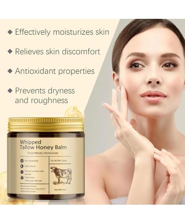 CLY AMS Beef Tallow for Skin Whipped Beef Tallow Honey Balm Tallow Face Moisturizer for Face & Body | Deep Hydration & Nourishment Smooth Skin Moisturizer Cream for Sensitive and Dry Skin / 4 Fl.Oz - Buy Online on GoSupps.com