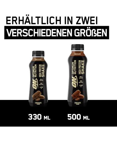 Optimum Nutrition High Protein Shake - Low Fat No Added Sugar Chocolate - 10x500ml Post Workout Snack for Men & Women - Buy Online on GoSupps.com