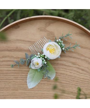 Fangsen Wedding Rose Flower Hair Comb - Bridal Headpiece for Brides and Bridesmaids (White) - Buy Online on GoSupps.com