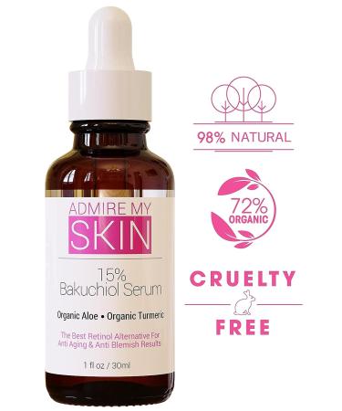 Bakuchiol Serum - Natural Retinol Alternative for Youthful Skin | Anti Blemish & Anti Aging Facial Serum with Organic Aloe, Turmeric & Potent Antioxidants - 1oz - Buy Online on GoSupps.com