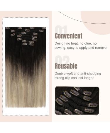 Buy FSHINE Clip-In Extensions | Real Remy Hair 40cm Brown to Ash Blonde & Platinum Blonde | Thick 120g 7 Pieces #2/16/60 - Buy Online on GoSupps.com