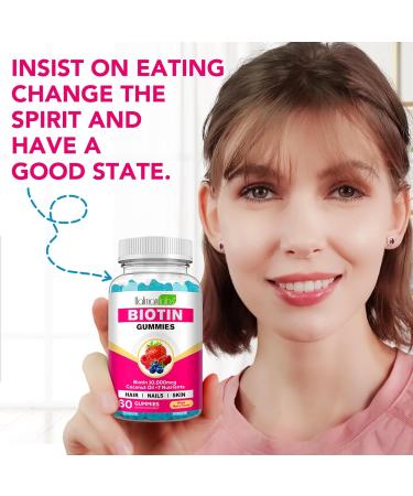 Biotin Hair Growth Gummies 10,000mcg - Chewable Supplement for Healthy Skin, Hair & Nails - Vitamins for Growth and Hair Loss with Coconut Oil - 60 Count - Buy Online on GoSupps.com