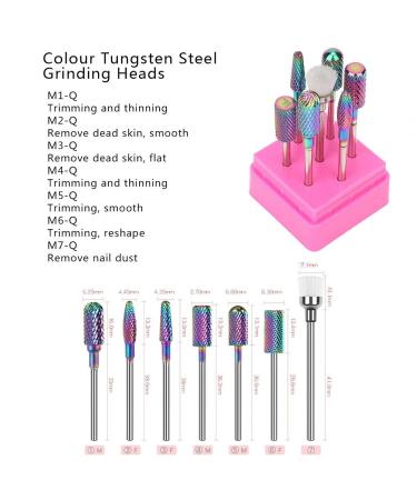 7 Piece Colorful Nail Drill Kit | Tungsten Steel Manicure Tool for Dead Skin Removal | International Shipping - Buy Online on GoSupps.com