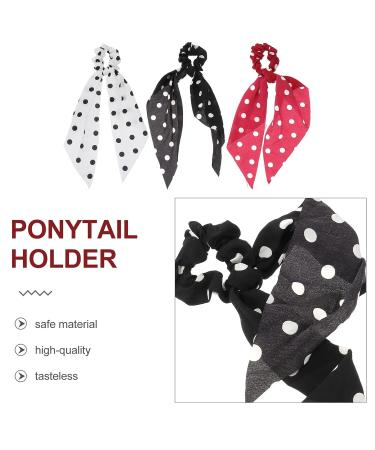 LEORX Polka Dot Hair Scrunchies - 3pcs Vintage Chiffon Scarf Ties for Women and Girls - Buy Online on GoSupps.com