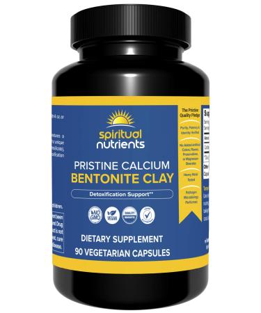 Spiritual Nutrients Pristine Calcium Bentonite Clay | Whole Body Detoxification Featuring Calcium Aluminosilicate | Non-GMO Vegan | 90 Capsules
