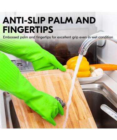 Vgo Reusable Long Sleeve Dishwashing Gloves, Size L Green - 1 Pair | Thick Latex Cleaning Gloves for Kitchen, Washing, Painting, Gardening, Pet Care - Buy Online on GoSupps.com