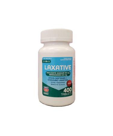 Rite Aid P Col-Rite Stool Softener with Laxative - 400 Count | Constipation Relief | Docusate Sodium 50 mg | Sennosides 8.6 mg | Overnight Relief in 6-12 Hours | Fiber Capsules | Stool Softeners