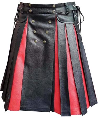 Shop Stylish Scottish Kilt for Men | Fold Rock Design Red Mini Skirt - Comfortable High Waist Streetwear | XXL Available - Buy Online on GoSupps.com