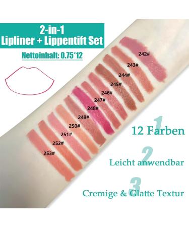 EONFAVE Lip Liner 12 Colors Water Resistant Long Lasting Lip Liner with Matte Finish Highly Pigmented Lip Liner Set Smudge Resistant Lipstick Set Creamy Texture Natural Lip Makeup - Buy Online on GoSupps.com