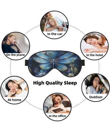 Art Blue Dragonfly Print Double-Sided Eye Mask | Blackout Sleep Mask for Women & Men - All Night Comfort - Buy Online on GoSupps.com