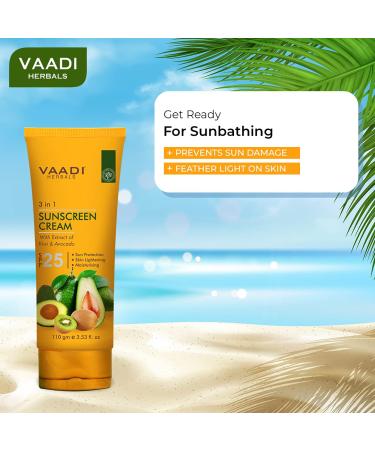 Vaadi Herbals Sunscreen Cream SPF 25 - Pack of 2 (110g) | Natural UV Protection for All Skin Types | International Shipping Available - Buy Online on GoSupps.com
