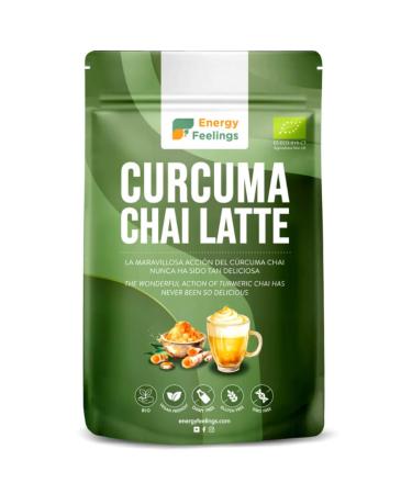 Energy Feelings Curcuma Chai Latte en Poudre Bio 500g Golden Latte Avec Curcuma Gingembre et Cannelle Infusion Bio Sans Gluten et Sans Lactose Th Chai Vegan Organic