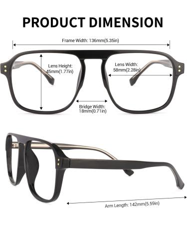 Zeelool Retro TR90 Oversized Aviator Glasses - Non-Prescription Clear Lens for Men & Women | Stylish Willow TT217878-02 Black Glasses - Buy Online on GoSupps.com