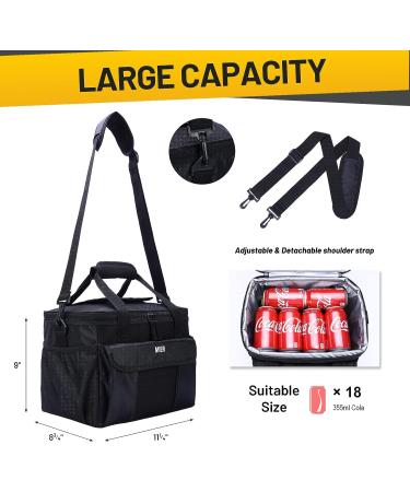 MIER Large Lunch Box for Men - Insulated Cooler Bag for Work, Beach, Travel - 18 Can Capacity - Multiple Pockets - Black - Buy Online on GoSupps.com