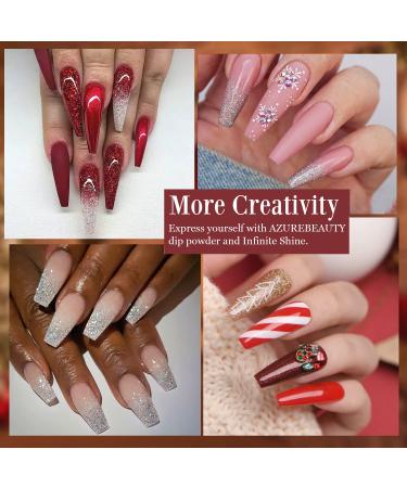 AZUREBEAUTY Holiday Series Dip Powder Nail Set - 10 Colors Red Green Gold Glitter - DIY French Nails Art Manicure - No Need Nail Lamp - Valentines Gift - Buy Online on GoSupps.com
