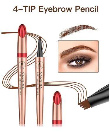 Natural Looking Eyebrow Pencil Microblading Pen - Long-Lasting & Waterproof - 4 Point Eyebrow Pen for Eye Makeup - Portable Microblading Eyebrow Hair in 1 Light Brown - Buy Online on GoSupps.com