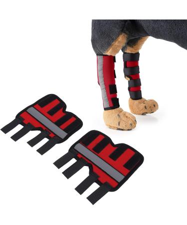 EVTSCAN 1 Pair Supportive Dog Leg Braces Reflective Designed Dog Front Leg Protector for Injury/Sprains/Instability/Anthritis(S-red) S Red - Buy Online on GoSupps.com