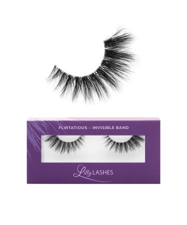 Lilly Lashes Sheer Band False Eyelashes w/Invisible Band Lashes Mink Lashes + Volume Flare Mink Eyelashes Clear Band Lashes Reusable Eyelashes 20x Lash Glue not Included 15mm (Flirtatious)