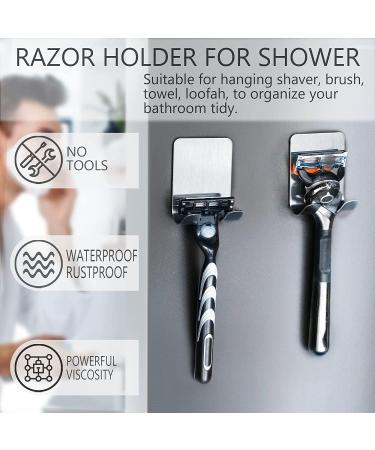 Vigime Razor Holder for Shower - 4-Pack Stainless Steel Waterproof Self-Adhesive Hooks for Bathroom & Kitchen - Buy Online on GoSupps.com