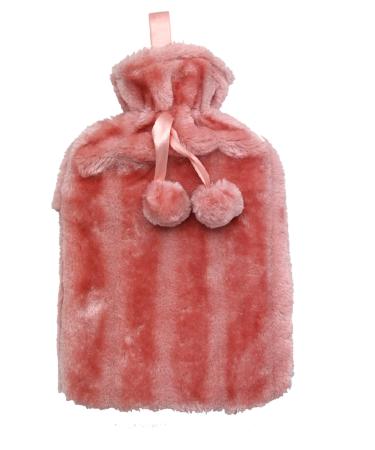 Large Cosy 2L Litre Rubber Hot Water Bottle with Faux Fluffy Cover Lilac