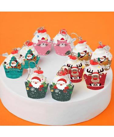 EOQPDECD 48 Pcs Christmas Cake Decorations Cupcake Topper Santa Clause Xmas Tree Snowman Reindeer Birthday Cake Decor Christmas Supplies for Christmas Theme Party Baby Shower Birthday Party - Buy Online on GoSupps.com
