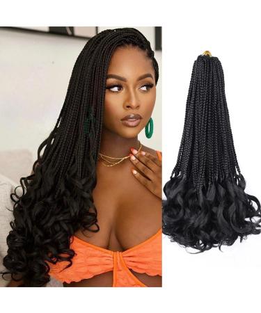 French Curl Crochet Braids 22 Inch 8 Packs French Curly Braiding Hair Goddess Box Braids Crochet Hair for Black Women Pre Looped Crochet Box Braids with Curly Ends Pre braided French Curl Braiding Hair (22 Inch 1B) 1B 2...