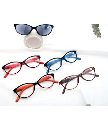 HEEYYOK Women's Reading Glasses 1.25 - 5-Pack with Sun Readers for Outdoor Reading - Spring Hinge, Mix Color - Pack of 5 - Buy Online on GoSupps.com