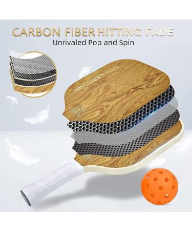 2023 USAPA Approved Pickleball Paddles Set of 2 - Carbon Fiber Surface, Polypropylene Core, Anti-Slip Grip, Portable Carry Bag - Wood Grain Design - Buy Online on GoSupps.com