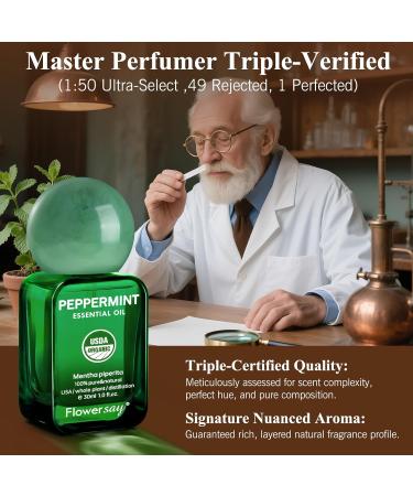 Flower Say Peppermint Essential Oil for Diffuser, USDA Organic Mint Oil for Hair Growth, 100% Pure Peppermint Oil for Skin, Aromatherapy, Candle Making & Garden Care-30ml - Buy Online on GoSupps.com