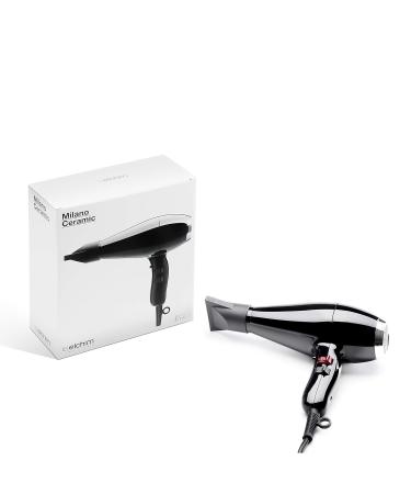 Elchim Milano Ceramic Hair Dryer - Ultra Slim Lightweight Professional Salon Blow Dryer with Ergonomic Design Fast Drying & Quiet Operation (2000 Watt) - Black/Silver - Buy Online on GoSupps.com