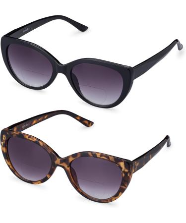 GrinderPUNCH Women's Bifocal Reading Sunglasses - 2 Pairs Vintage Cateye Sun Reader Glasses (2.50x - Buy Online on GoSupps.com