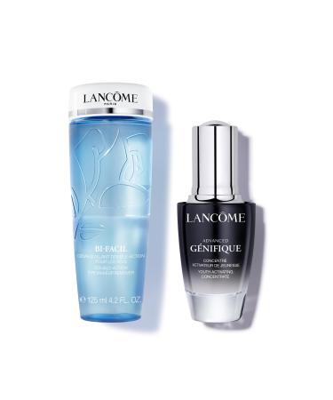 Lanc me Essentials Skincare Routine Duo - Bi-Facil Double Action Eye Makeup Remover 4.4 Fl Oz & G nifique Radiance Boosting Anti-Aging Face Serum 0.67 Fl Oz