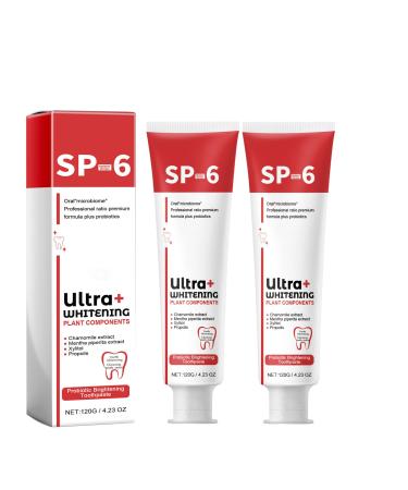 Sp-6 Ultra Whitening Sp 6 Toothpaste Ultra Whitening Toothpaste Sp - 6 Probiotic Brightening Toothpaste Deep Cleaning Care Toothpaste Fresh Breath120g (2 Pcs)