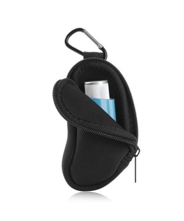 Koikyu Asthma Inhaler Holder Protect Portable Bag Carrying Holder Neoprene Travel Inhaler Mini Bag for L-Shaped Inhaler Inhaler Not Included (Black)