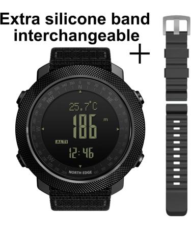 North Edge Apache Tactical Sports Watch for Men - Outdoor Survival Military Compass, Steps Tracker, Pedometer, and Calories - Black - Buy Online on GoSupps.com