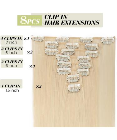 S-noilite 23 Inch Pale Blonde Clip In Hair Extensions - 8pcs Long Full Head, Sexy Lady Fashion Choice - 60 Colours Available - Buy Online on GoSupps.com